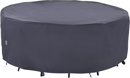 F&J Outdoors Outdoor Patio Furniture Covers, Waterproof UV Resistant Anti-Fading Cover for Medium Round Table Chairs Set, Grey, 72" Dia x 27.5" H