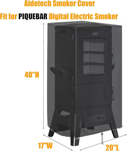 Smoker Cover Fit for PIQUEBAR Digital Electric Smoker, Waterproof Grill BBQ Cover Vertical Smoker Covers -20" D x 17" W x 42" H