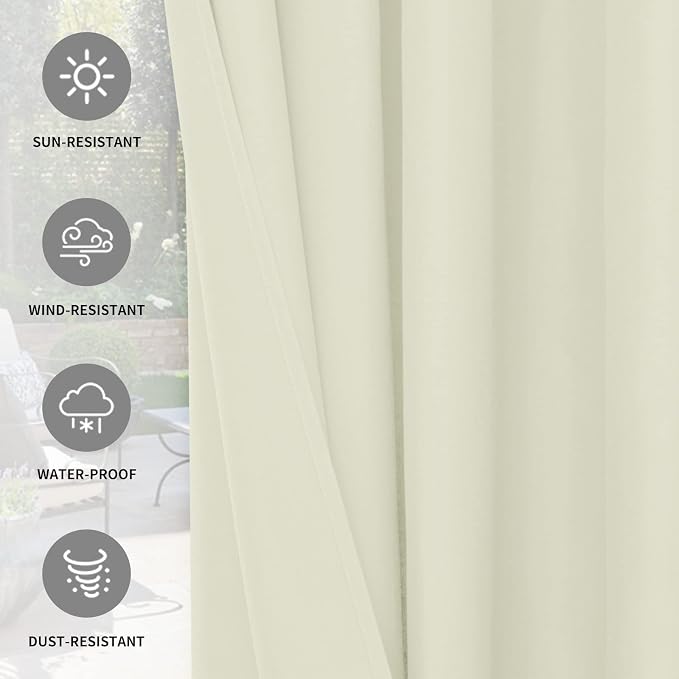 Easy-Going 100% Waterproof Outdoor Curtains 54x108 inch, Gazebo and Pergola 2 - Image 5