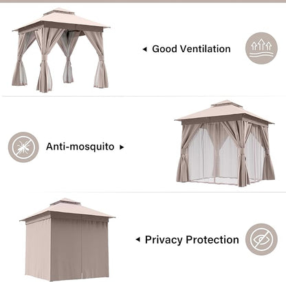 8'x8' Outdoor Gazebo, Heavy Duty Metal Frame Patio Canopy - Image 3