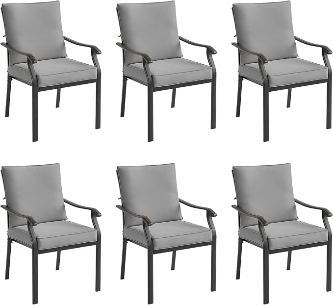 LVUYOYO Outdoor Patio Dining Chairs Set of 6, Metal Stackable Chairs Set by LVUYOYO