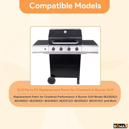 BQMAX 17 Inch Grill Parts Kit for Charbroil Performance 4 Burner Grill 463354021 463365522 463352521 463366022 463351221 G426-0005-W1, Cooking Grill Kit Replacement Parts for Charbroil Grill 4 Burner