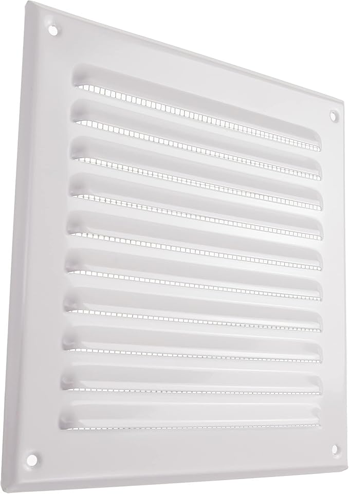 Vent Systems 6 x 6 Inch (Inner) White Vent Cover - Square Metal HVAC Return Air Grille with Mesh Screen - Register Wall Vent Duct Grill - Outdoor, Indoor, Crawlspace - Exhaust Ventilation Grill