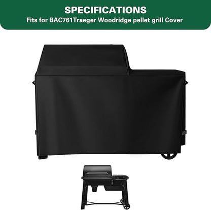 Heavy Duty 600D Grill Cover Fit for Traeger Grill BAC761 Full-Length Woodridge TFB86MLH Grill Accessories