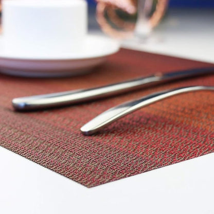 PIGCHCY Placemat,Washable Woven Non-Slip Insulation Durable Placemat Vinyl Table Mat Set of 4 (Scarlet Red)