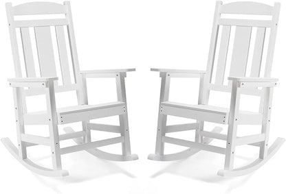 LUE BONA Outdoor Rocking Chairs Set of 4, Weather Resistant HDPS Poly Rocker - Image 8