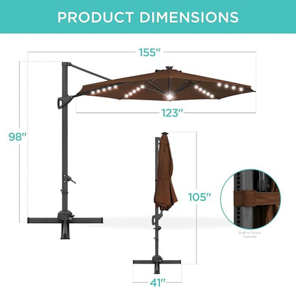 Best Choice Products 10ft Solar LED Cantilever Patio Umbrella, 360-Degree - Image 7
