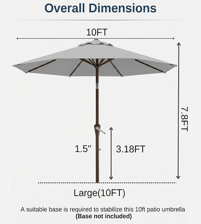 10FT Patio Umbrella, Outdoor Umbrella - Image 8