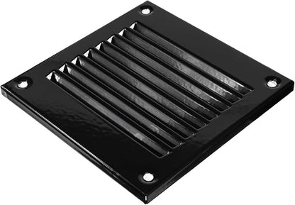 Vent Systems 4'' x 4'' Inch (Overall Dimensions) - Black Air Vent Cover - Metal Air Return Grill with Built in Guard Screen - HVAC Ducting Vent Duct Cover for Interior, Exterior Use