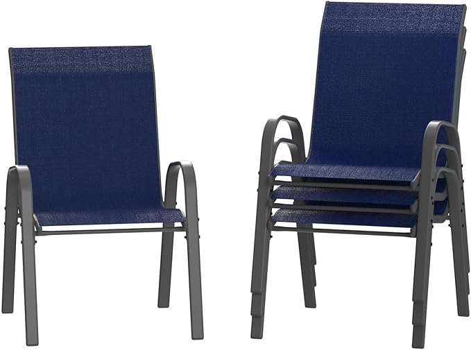 Amopatio Patio Chairs Set of 4, Outdoor Stackable Dining Chairs by Amopatio