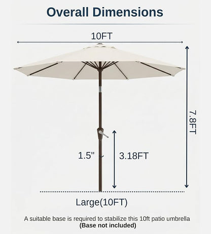 10FT Patio Umbrella, Outdoor Umbrella - Image 8