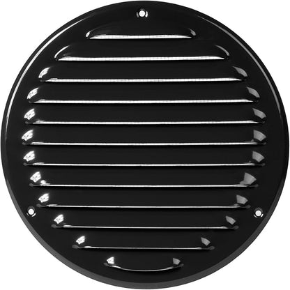 Repa Market 6 Inch (Opening Dimensions) Round Air Vent Cover/Black Galvanized Steel Louvered Grill Cover with Mesh Screen/Wall or Ceiling Vent/HVAC Register for DIY Home Improvement