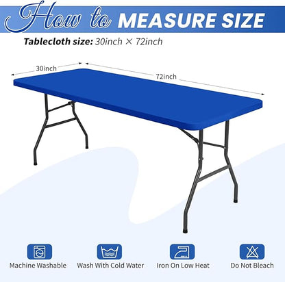 6 Pack Stretch Fabric Table Top Cap Cover, fits 6Ft Tables, Spandex Table Covers Washable Elastic Universal Rectangle Tablecloth Protector for Outdoor Party Picnic Wedding, Royal Blue, 30" W x 72" L