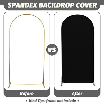 MODFUNS Black Arch Cover 5ft 6ft 7ft Wedding Arch Cover Set of 3 Round Top Arch Stand Covers Chiara Arched Backdrop Covers Elegant Arched Backdrop for Baby Bridal Shower Reception Party Decoration