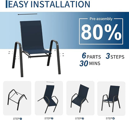 Garvee Patio Chairs Set of 4, Stackable Chairs - Image 6