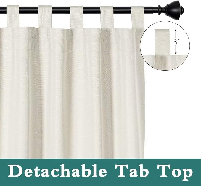 LORDTEX Indoor/Outdoor Curtains Waterproof Tab Top Patio Curtains | Sun - Image 3