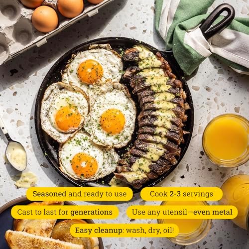 Lodge Round Seasoned Cast Iron Griddle, 10.5 Inches - Image 2