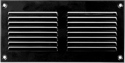 Repa Market 8x4 Inch Air Vent Cover/Black Galvanized Steel Louvered Grill Cover with Mesh Screen/Wall or Ceiling Vent/Durable Flush Mount HVAC Register for Indoor and Outdoor Ventilation