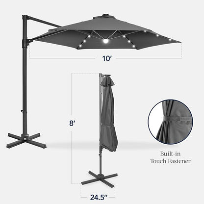 Best Choice Products 10ft Solar LED Offset Cantilever Hanging Market Patio - Image 2