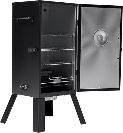 Masterbuilt® 30-inch Electric Vertical BBQ Smoker with Analog Temperature Control, Chrome Smoking Racks and 535 Cooking Square Inches in Black, Model MB20070210
