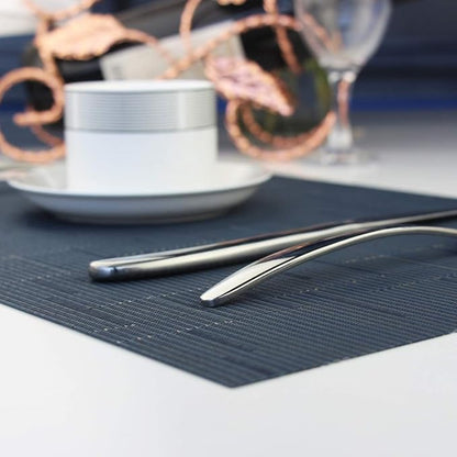 Plastic Placemats,Non Slip Washable Placemats for Dining Table Wipe Clean Table Mats Set of 6(Navy Blue)