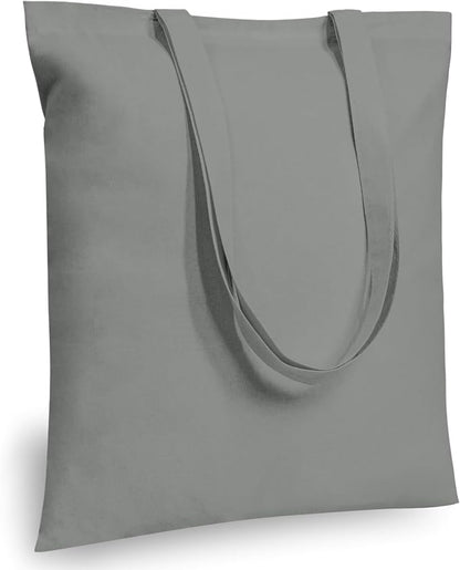 TOPDesign 24-Pack Economical 16"x15" Light Grey Cotton Tote Bags, Lightweight Medium Reusable Grocery Shopping Cloth Bags, Suitable for DIY, Advertising, Promotion, Gift, Activity