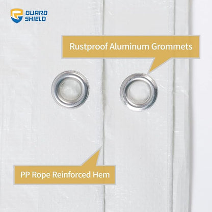 GUARD SHIELD White Tarp 10x16 Feet Medium Duty All Purpose Poly Tarps Cover 7mil