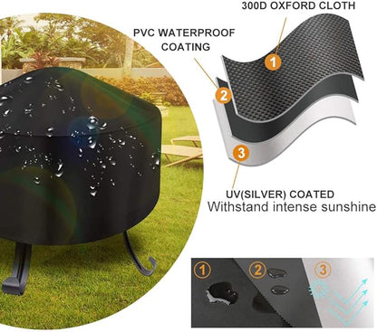 30-Inch Fire Pit Cover for 28-32 inch Round Fire Pit, Heavy Duty 300D Oxford Fabric Waterproof Dustproof Fire Bowl Cover All-Season Protection 32"Dia x 16"H