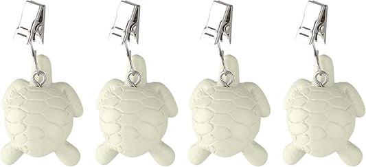 TwoFish Home Set of 4 Turtle Resin Table Cover Tablecloth Weights Clips Turtle Style Handicraft Tablecloth Clips Set of 4
