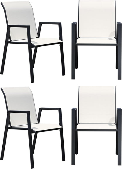 Outdoor Patio Chairs Set of 4, Oyster Beige Stackable Outdoor Chairs, - Image 7