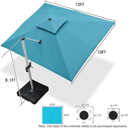 PURPLE LEAF Cantilever Patio Umbrella 10' X 12' Large, Turquoise Blue | 35MPH - Image 8
