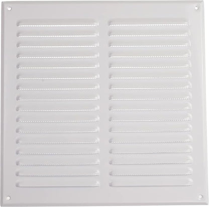 Vent Systems 10 x 10 Inch (Inner) White Vent Cover - Square Metal HVAC Return Air Grille with Mesh Screen - Register Wall Vent Duct Grill - Outdoor, Indoor, Crawlspace - Exhaust Ventilation Grill