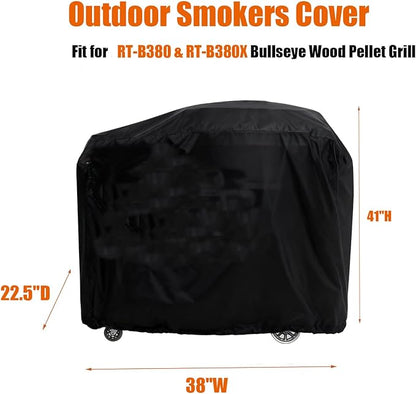 Grill Cover for RT-B380 & RT-B380X Bullseye Deluxe, Waterproof Outdoor Covers for Electric Pellet Smoker Grill, BBQ - 22.5" D x 38" W x 41" H