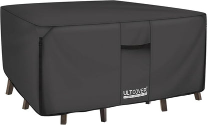 ULTCOVER 600D Tough Canvas Heavy Duty Square Patio Table and Chair Cover - Waterproof Outdoor General Purpose Furniture Covers 74 inch, Black