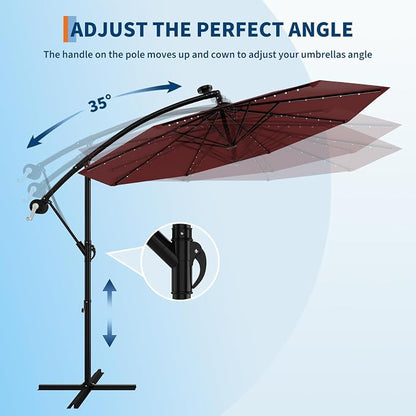 Garvee 10FT Solar Lights Offset Patio Umbrella - Image 6