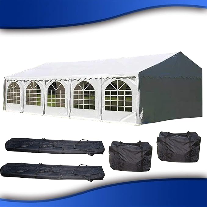 DELTA 32'x16' PVC Party Tent,Fire Retardant Wedding Tent Canopy,Outdoor Event Shelter, Garden Gazebo,with Waterproof Top,Galvanized Steel Poles,Carry Bags