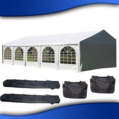 DELTA 32'x16' PVC Party Tent,Fire Retardant Wedding Tent Canopy,Outdoor Event Shelter, Garden Gazebo,with Waterproof Top,Galvanized Steel Poles,Carry Bags