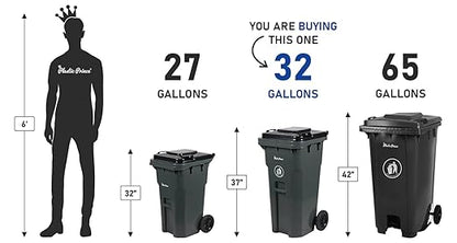 32 Gallon Trash Can with Wheels Outdoor Trash Can with Wheels and Lid Heavy-Duty Trash Bin for Plastic Outside Garbage Can Wheeled Gray for Home Hospitals Restaurants Offices