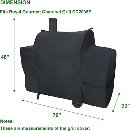 Outdoor Grill Cover for Royal Gourmet CC2036F Barrel Charcoal Grill, Cover Geny Waterproof 600D Heavy Duty BBQ Grill Cover, Charcoal Smoker Grill Covers Fit Royal Gourmet CC Series Grills.