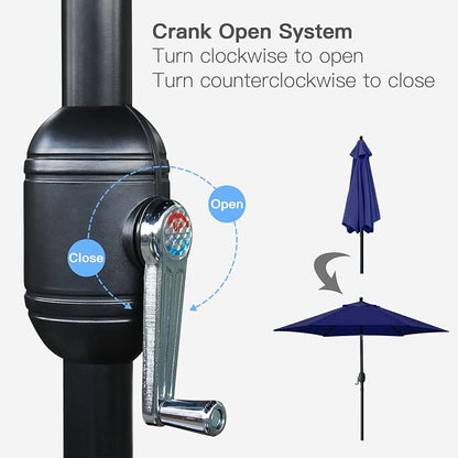 Sunnyglade 7.5' Patio Umbrella Outdoor Table Umbrella Tilt Crank Navy Blue | - Image 3