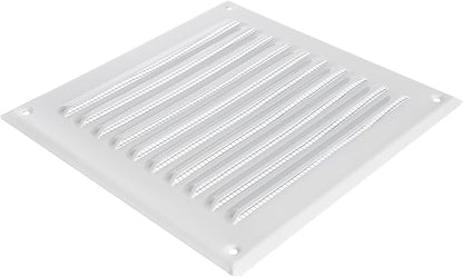 Square Ventilation Grille / 6" x 6" Inch Inside Measurement/White Metal Air Vent Louver - Inside/Outside use - / 7.7" x 7.7" Inch Outer Measurement