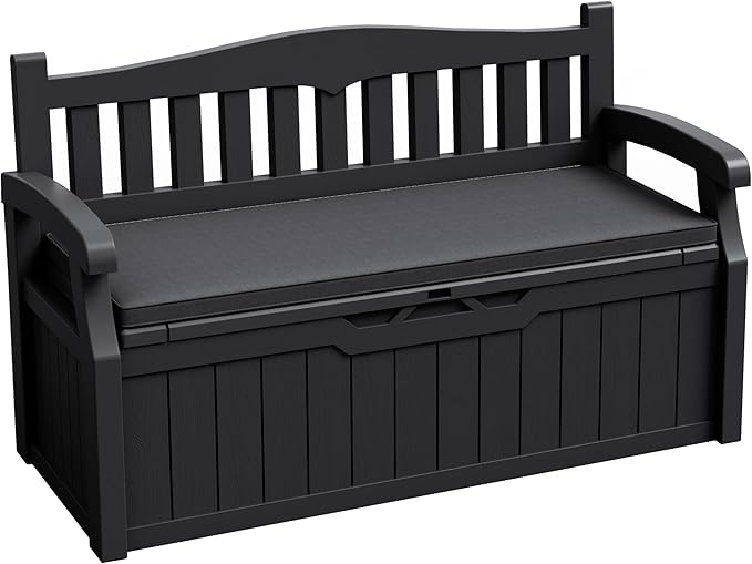 JUMMICO 80 Gallon Resin Outdoor Storage Bench by JUMMICO