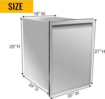 Pull Out Trash Drawer, Lower Sliding Rails Stainless Steel Roll Out Trash Bin Pull Out Tray With Handle For Outdoor Kitchen BBQ Island Grill Station,Trash Drawer