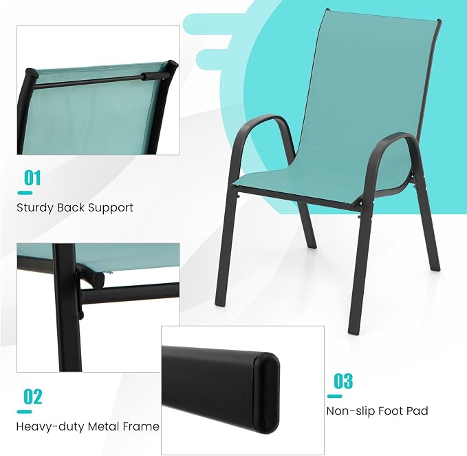 Tangkula Patio Dining Chairs Set of 4, Outdoor Stackable All Weather Heavy Duty - Image 7