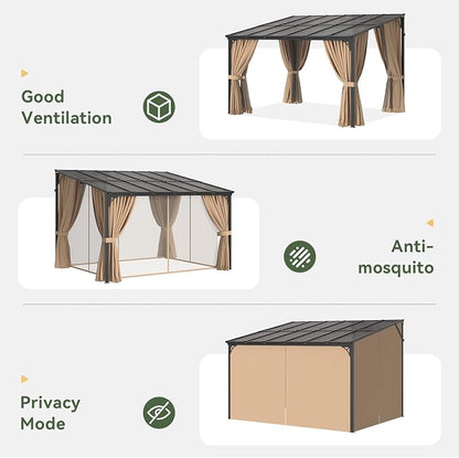 Aoxun 12x10FT Pergola with Netting and Curtains - Image 7