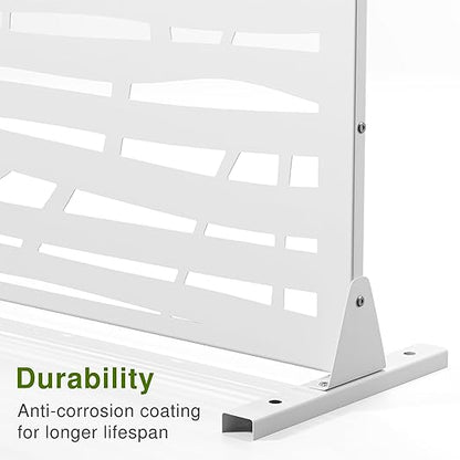 Casaphoria 72" H x 47" W Metal Outdoor Privacy Screen, Freestanding Decorative Divider for Patio, Deck, Balcony, and Garden with Stable Base, White Jungle