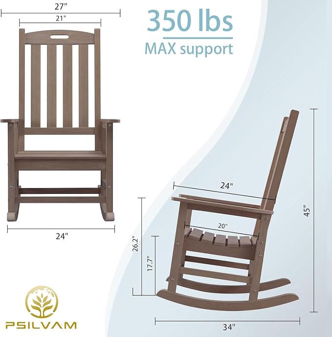 Oversized Outdoor Rocking Chair, HDPE Porch Rocker | High Back Rocking Chairs - Image 3