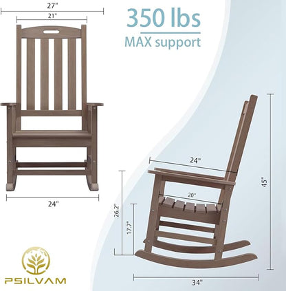 Outdoor Rocking Chairs Set of 2, Oversized Porch Rocker | Weather Resistant - Image 3