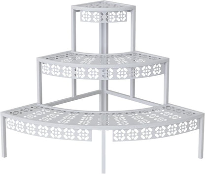 3-Tier Semi-Circular Metal Plant Stand, Quarter Round Rack | Semi-circular by Garden4you