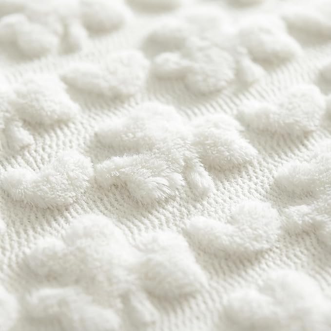 Artoid Mode White Soft Plush Faux Fur Jacquard Heart Clover St. Patrick's Day Table Runner, Seasonal Kitchen Dining Table Decoration for Home Party Decor 13x108 Inch